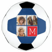 Blau und Rot-FotoCollage mit Monogramm Fußball (Vorderseite)