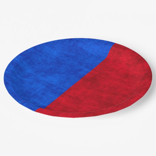 Blau und rot gestörtes Zwei-Tonen-Muster Pappteller (Schrägansicht)