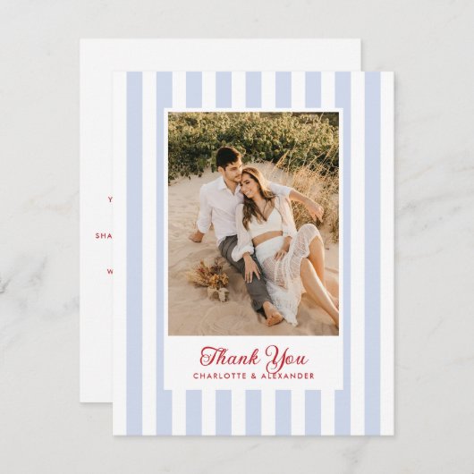 Blau und Rot gestrichen Foto Danke Karte (Vorne/Hinten)