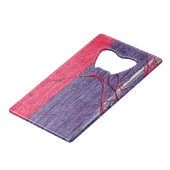 Blau und Rot handmade Thai Silk Kreditkarten Flaschenöffner (Vorderseite Schrägansicht)