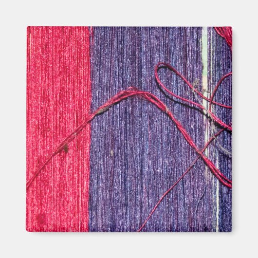 Blau und Rot handmade Thai Silk Magnet (Vorne)