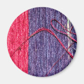 Blau und Rot handmade Thai Silk Magnet (Vorne)