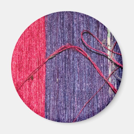Blau und Rot handmade Thai Silk Magnet (Vorne)