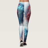 "Blau und Rot heilen "Ich bin gesegnet" Leggings (Rückseite)