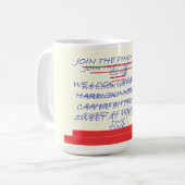 BLAU UND ROT IN DER CLUB FUN MESSAGE KAFFEETASSE (Vorderseite Links)