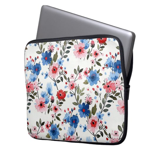 Blau und Rot Laptopschutzhülle (Vorderseite Links)