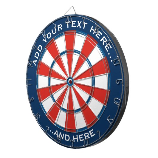Blau und Rot mit benutzerdefiniertem Text Dartscheibe (Vorderseite rechts)