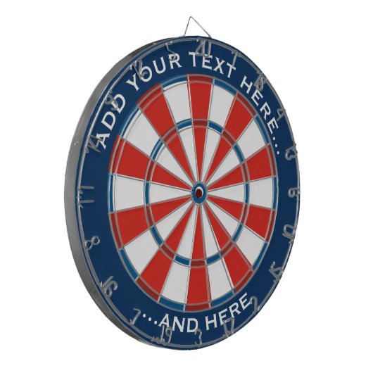 Blau und Rot mit benutzerdefiniertem Text Dartscheibe (Vorderseite Links)
