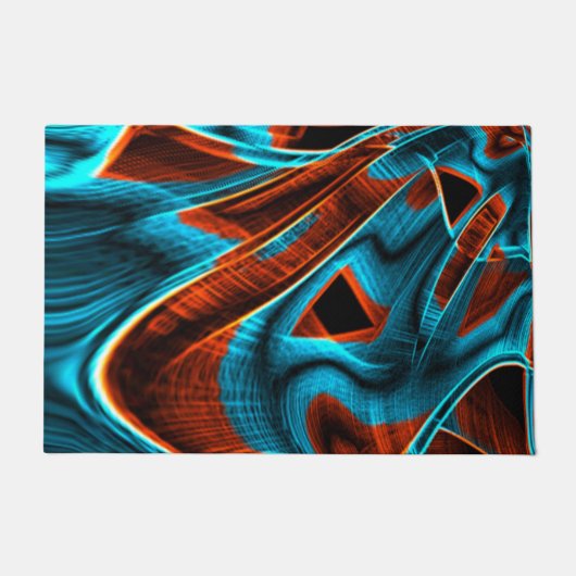 Blau und rot mit Grooves Fußmatte (Vorderseite)