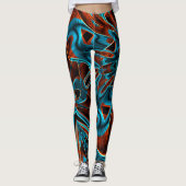 Blau und rot mit Grooves Leggings (Vorderseite)