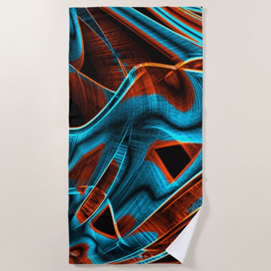 Blau und rot mit Grooves Strandtuch (Vorderseite)