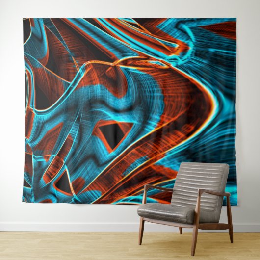 Blau und rot mit Grooves Wandteppich (Beispiel (Horizontal))