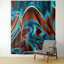 Blau und rot mit Grooves Wandteppich