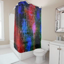 Blau und Rot mit Ölfarbe gehäutet Duschvorhang