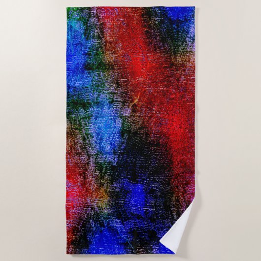 Blau und Rot mit Ölfarbe gehäutet Strandtuch (Vorderseite)