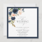 Blau und rot pinkfarbene Aquarellschrift Einladung (Vorderseite)