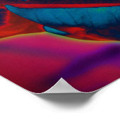 Blau und Rot Rosenknospe Raindrop Abstrakt Poster (Ecke)