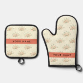 Blau und Rot, Rot, Ihr Name Ofenhandschuh & Topflappen-Set (Vorderseite)