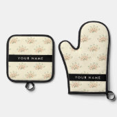 Blau und Rot, Schwarz, Ihr Name Ofenhandschuh & Topflappen-Set (Vorderseite)