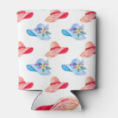 Blau und Rot Sommer Hats Muster Dosenkühler (Rückseite)