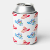 Blau und Rot Sommer Hats Muster Dosenkühler (Kanne Rückseite)