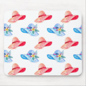 Blau und Rot Sommer Hats Muster Mousepad (Vorne)