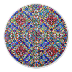 Blau und Rot verkettetes Glas - Blick Kaleidoskop Keramikknauf