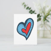 Blau und Rotes Herz Postkarte (Stehend Vorderseite)