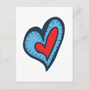Blau und Rotes Herz Postkarte