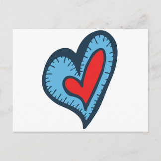 Blau und Rotes Herz Postkarte