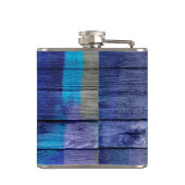 Blau und Rotes Holz Vintag #2 Flachmann (Rückseite)