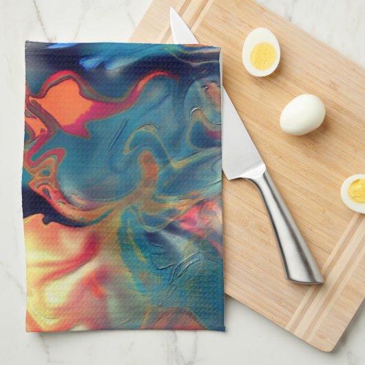 Blau- und Rottöne, digitale Satinfarbe Geschirrtuch (Viertel Falte)