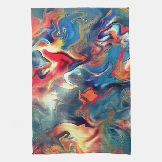 Blau- und Rottöne, digitale Satinfarbe Geschirrtuch (Vertikal)