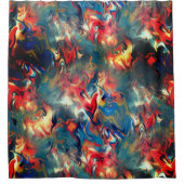 Blau- und Rottöne, virtuelle Satinfarbe Duschvorhang (Vorderseite)