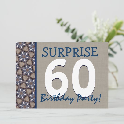 Blau-und Sand-modernes 60. Einladung (Stehend Vorderseite)