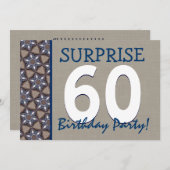 Blau-und Sand-modernes 60. Einladung (Vorne/Hinten)