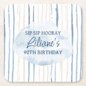 Blau und Sand Personalisiert gestreift Rechteckiger Pappuntersetzer (Vorderseite)