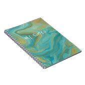 Blau und Sandy Brown Wirbel Marmorkunst Notizblock (Rechte Seite)