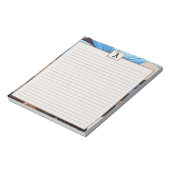 Blau und Schokolade Floral - Personalisiertes Mono Notizblock (Rotiert)