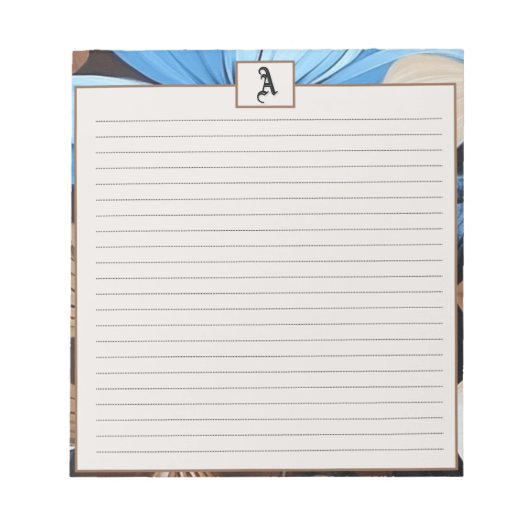 Blau und Schokolade Floral - Personalisiertes Mono Notizblock (Vorderseite)