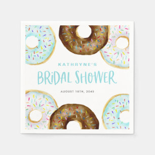Blau und Schokolade Sprinkle Donuts Brautparty Serviette