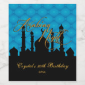 Blau und Schwarz, arabische Nächte Weinetikett (Einzelnes Label)