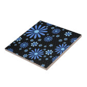 Blau- und Schwarz-Blumenkraft Retro-Blumenmuster Fliese (Seite)