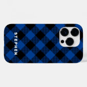 Blau und Schwarz Buffalo Kariert Personalisiert Case-Mate iPhone Hülle (Rückseite (Horizontal))