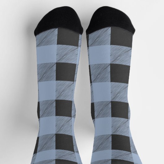 Blau und Schwarz Buffalo Kariert Socken (Oben)