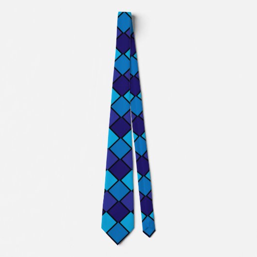 Blau und Schwarz Checked Necktie Krawatte (Vorderseite)