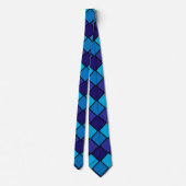 Blau und Schwarz Checked Necktie Krawatte (Rückseite)