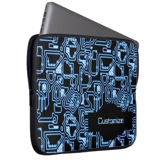 Blau und schwarz Computerzirkus Laptop-Sieb Laptopschutzhülle (Vorne Rechts)