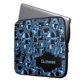 Blau und schwarz Computerzirkus Laptop-Sieb Laptopschutzhülle (Vorderseite Links)