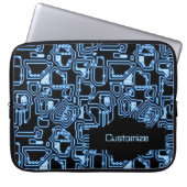 Blau und schwarz Computerzirkus Laptop-Sieb Laptopschutzhülle (Vorderseite)
